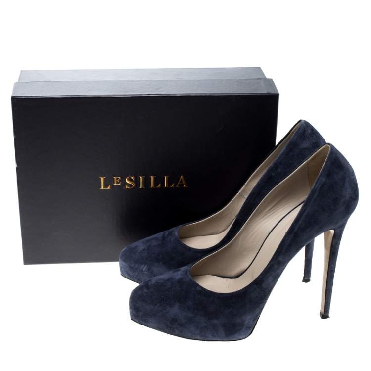 Pre Owned Le Silla Powder Blue Suede Platform Pumps Size 40