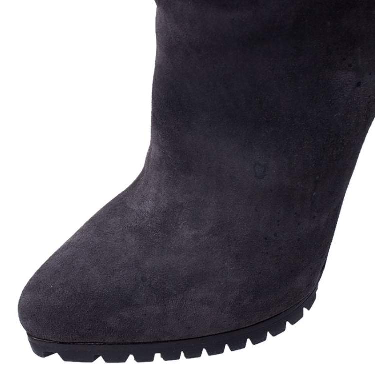 مملوكة مسبقًا Le Silla Brown Suede Mid Calf Pointed Toe Boots Size 38