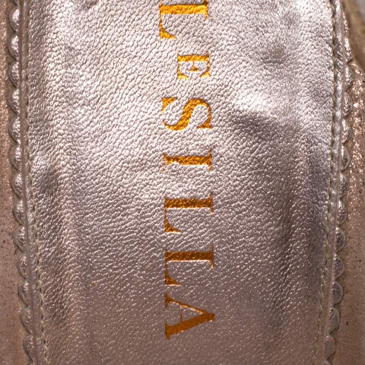Pre Owned Le Silla Pink Crystal Embellished Suede Leather Espadrille Wedge Platform Ankle Strap Sandals Size 40.5