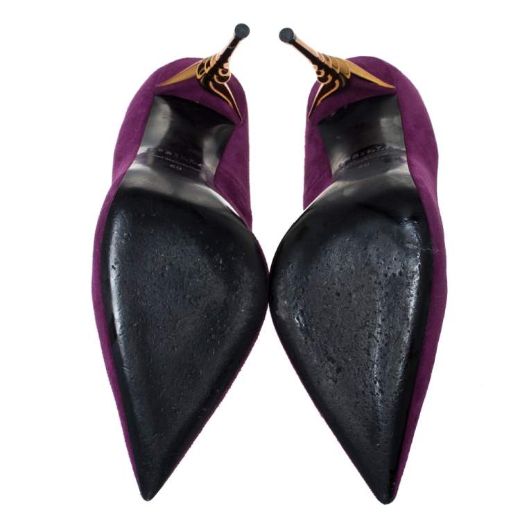 Pre Owned Le Silla Purple Suede Pointed Toe Pumps Size 40
