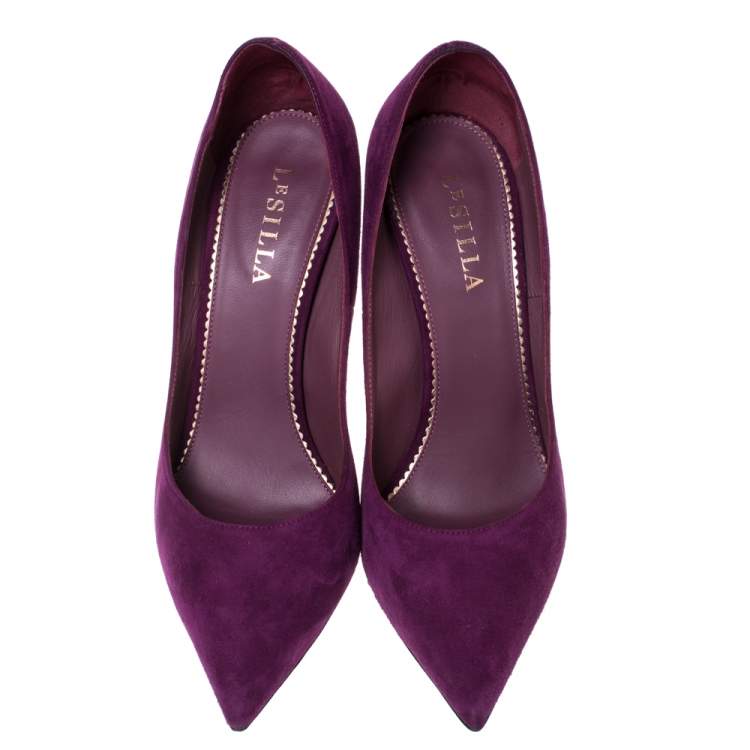 Pre Owned Le Silla Purple Suede Pointed Toe Pumps Size 40