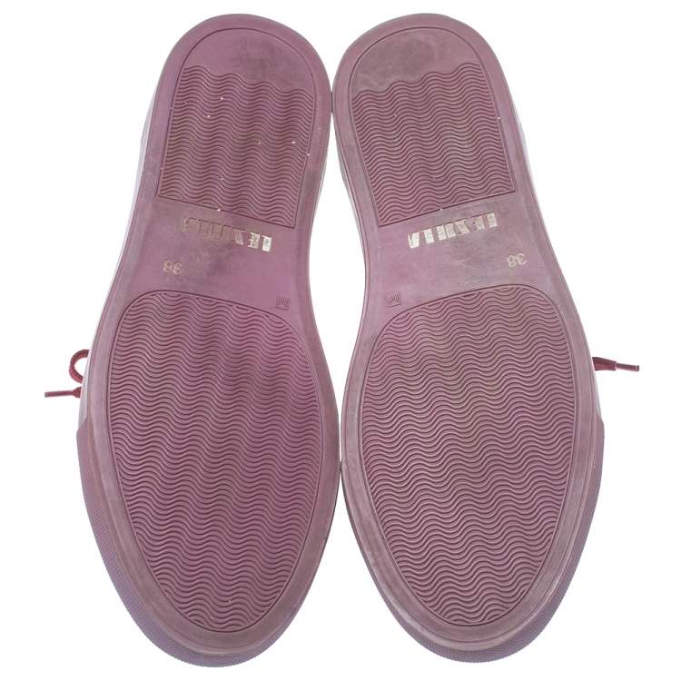 Pre Owned Le Silla Burgundy Crystal Embellished Leather High Top Sneakers Size 38