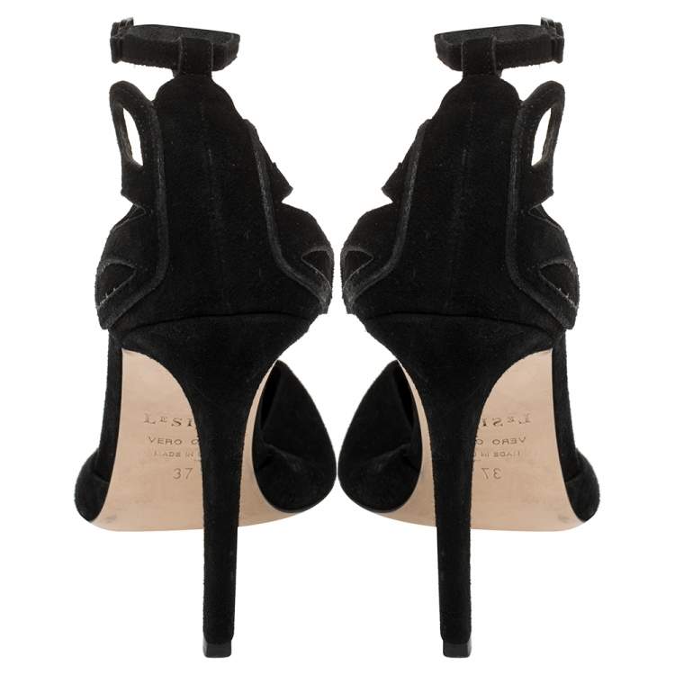 Pre Owned Le Silla Black Suede Ankle Strap Sandals Size 37