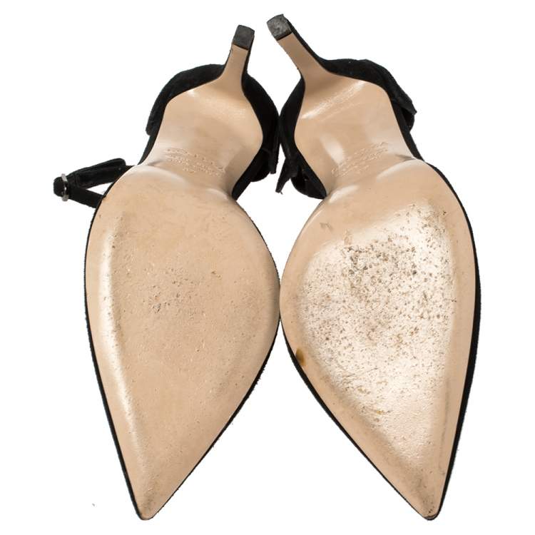 Pre Owned Le Silla Black Suede Ankle Strap Sandals Size 37