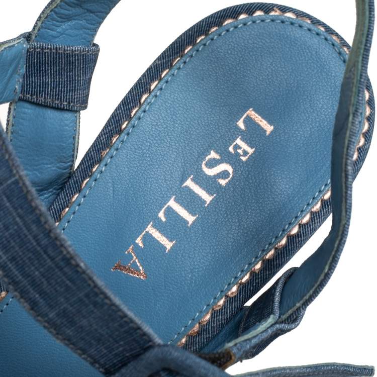 Pre Owned Le Silla Blue Denim Platform Sandals Size 38