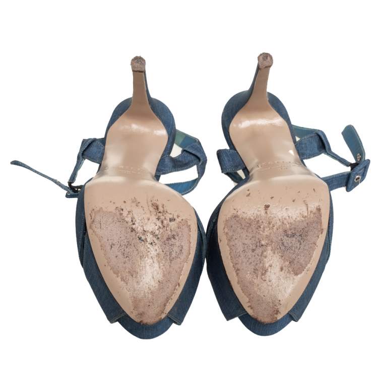 Pre Owned Le Silla Blue Denim Platform Sandals Size 38