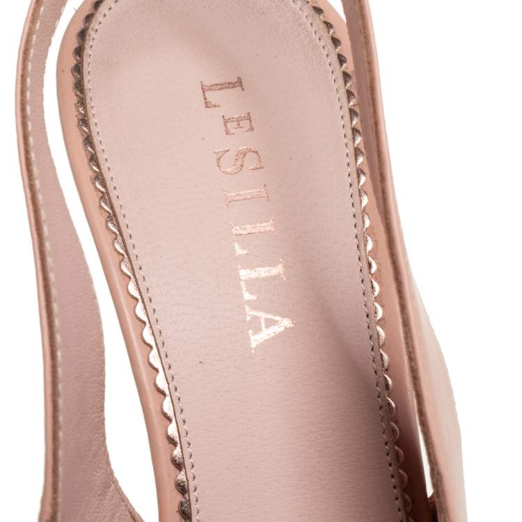 مملوكة مسبقًا Le Silla Beige Leather Peep Toe Platform Slingback Sandals Size 39