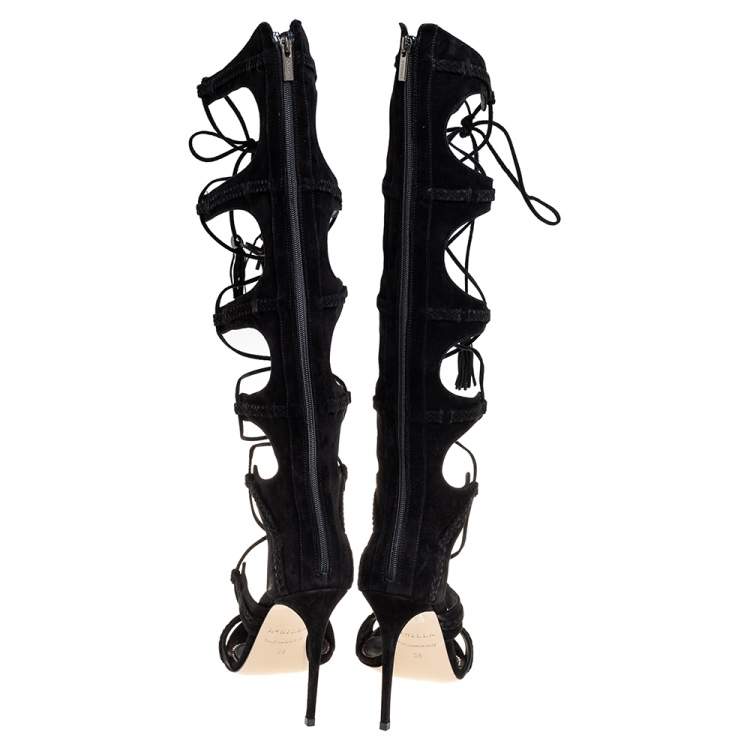 Pre Owned Le Silla Black Suede Gladiator Sandals Size 38