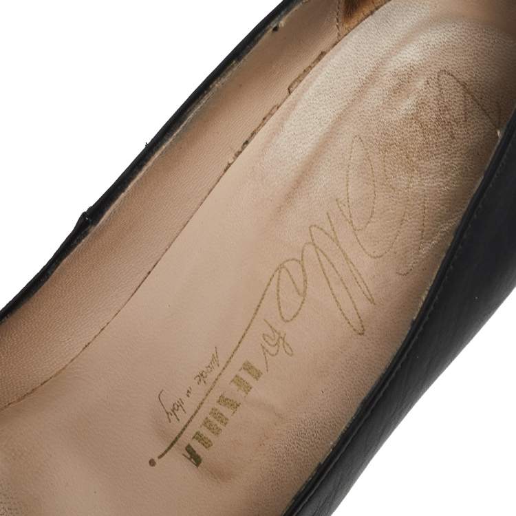 Pre Owned Le Silla Black Leather  Platform  Pumps Size 37