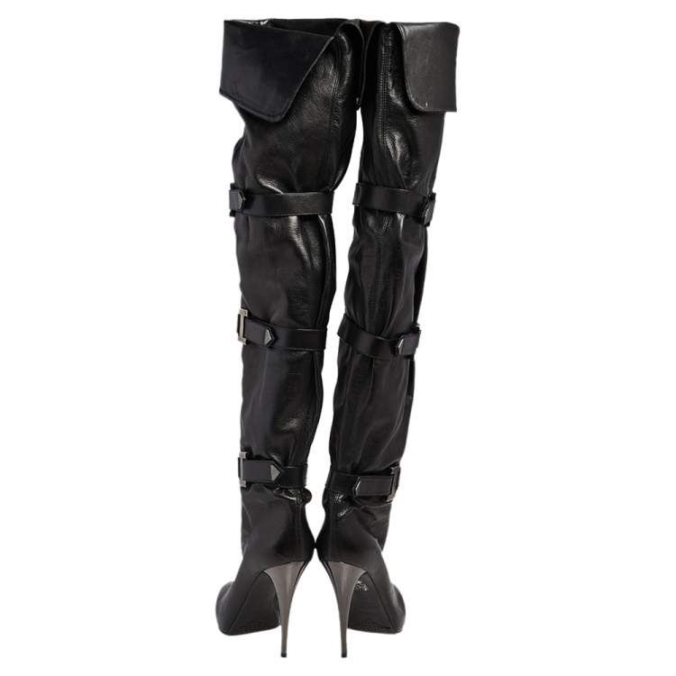 مملوكة مسبقًا Le Silla Black Leather Over Knee Length Boots Size 40