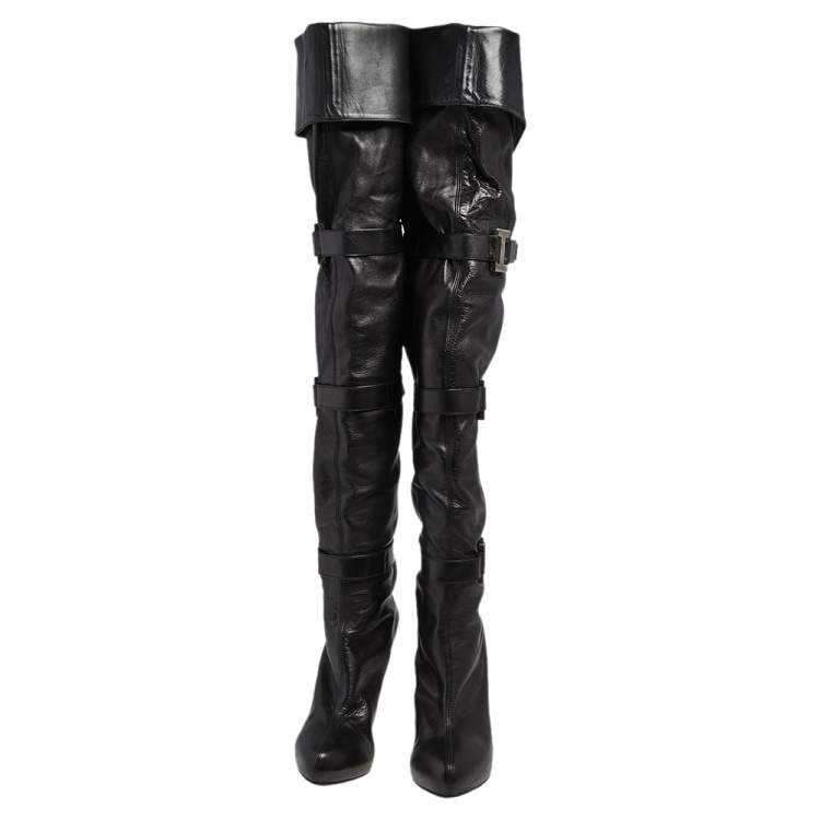 مملوكة مسبقًا Le Silla Black Leather Over Knee Length Boots Size 40