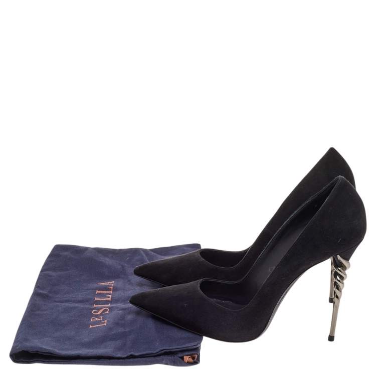 Pre Owned Le Silla Black Suede Pointed Toe Pumps Size 39