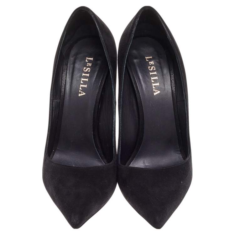 Pre Owned Le Silla Black Suede Pointed Toe Pumps Size 39