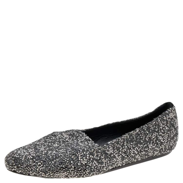 Pre Owned Le Silla Metallic Crystal Smoking Slippers Size 40