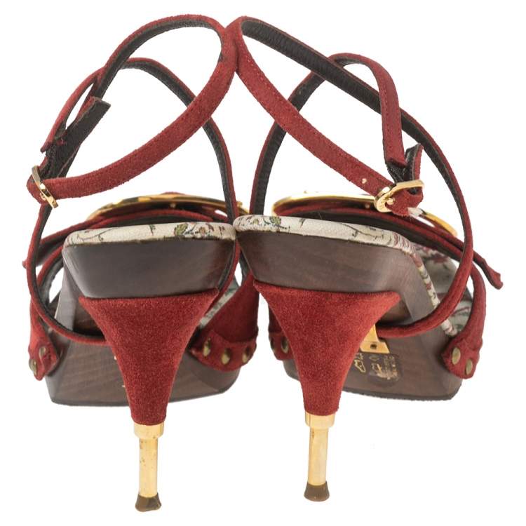 Pre Owned Le Silla Multicolor Suede Platform Ankle Wrap Sandals Size 35