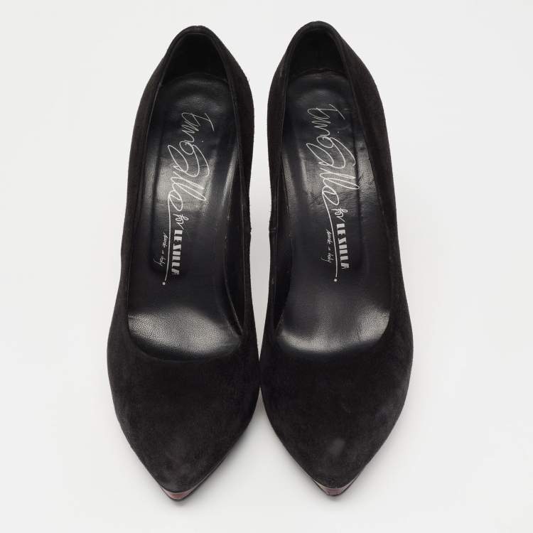 Pre Owned Le Silla Black Suede Platform Pumps Size 38