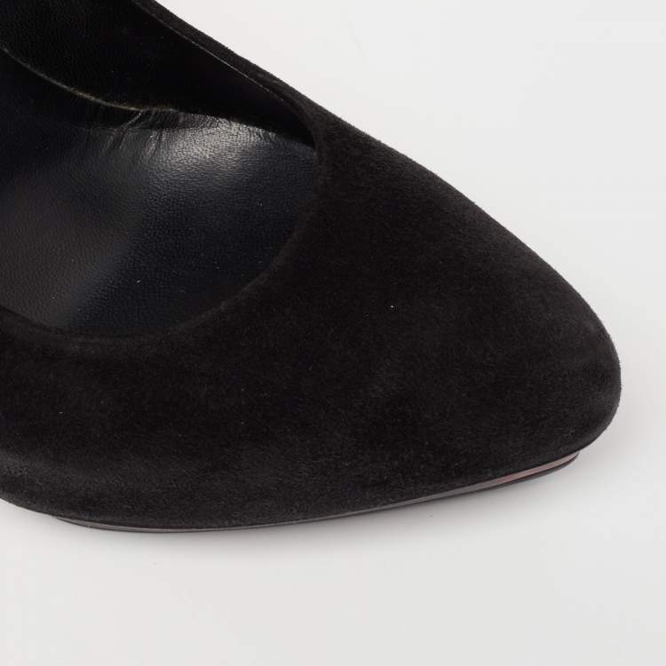 Pre Owned Le Silla Black Suede Platform Pumps Size 38