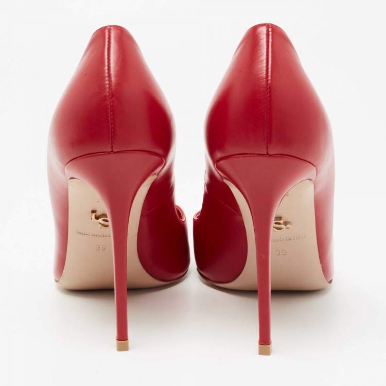 Pre Owned Le Silla Red Cobalt Leather Pointed Toe Pumps Size 39