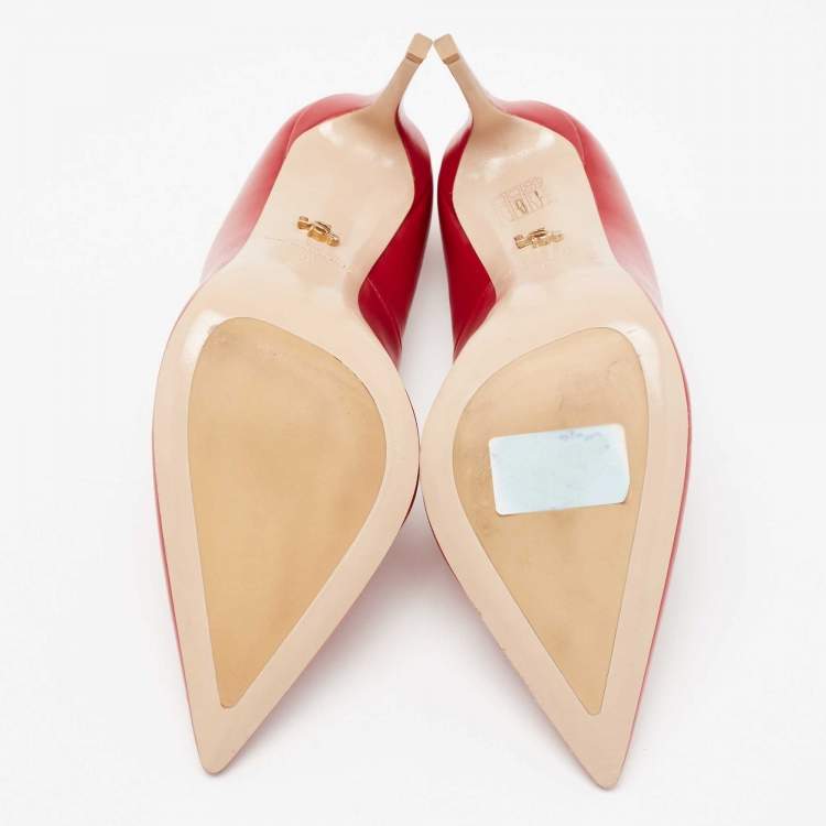 Pre Owned Le Silla Red Cobalt Leather Pointed Toe Pumps Size 39