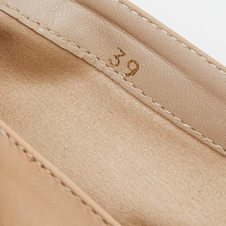 Pre Owned Le Silla Beige Leather Espadrille Flats Size 39