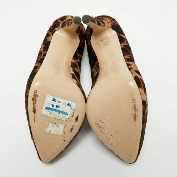 Pre Owned Le Silla Brown/Beige Animal Print Calf Hair Pumps Size 37