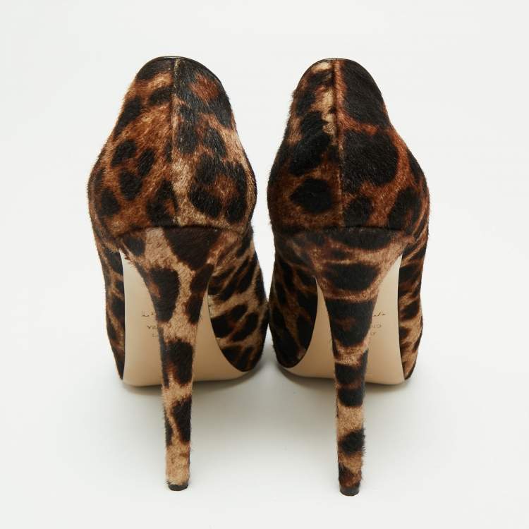Pre Owned Le Silla Brown/Beige Animal Print Calf Hair Pumps Size 37