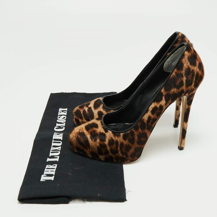 Pre Owned Le Silla Brown/Beige Animal Print Calf Hair Pumps Size 37