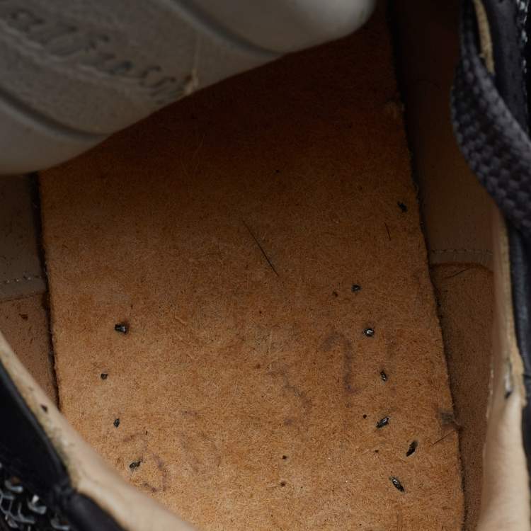 Pre Owned Le Silla Dark Grey Suede And Leather Crystal Embellished Low Top Sneakers Size 36