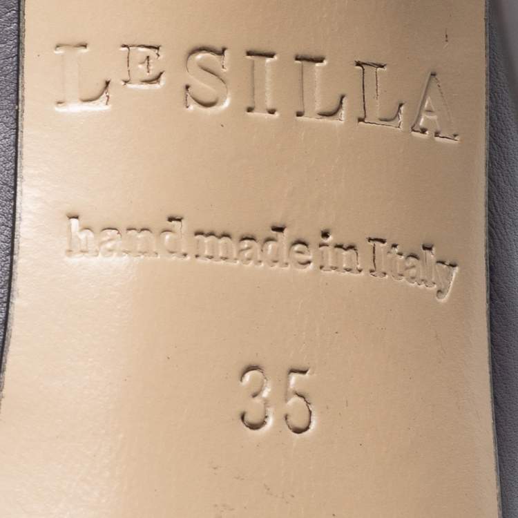 Pre Owned Le Silla Grey Leather Platform Pumps Size 35