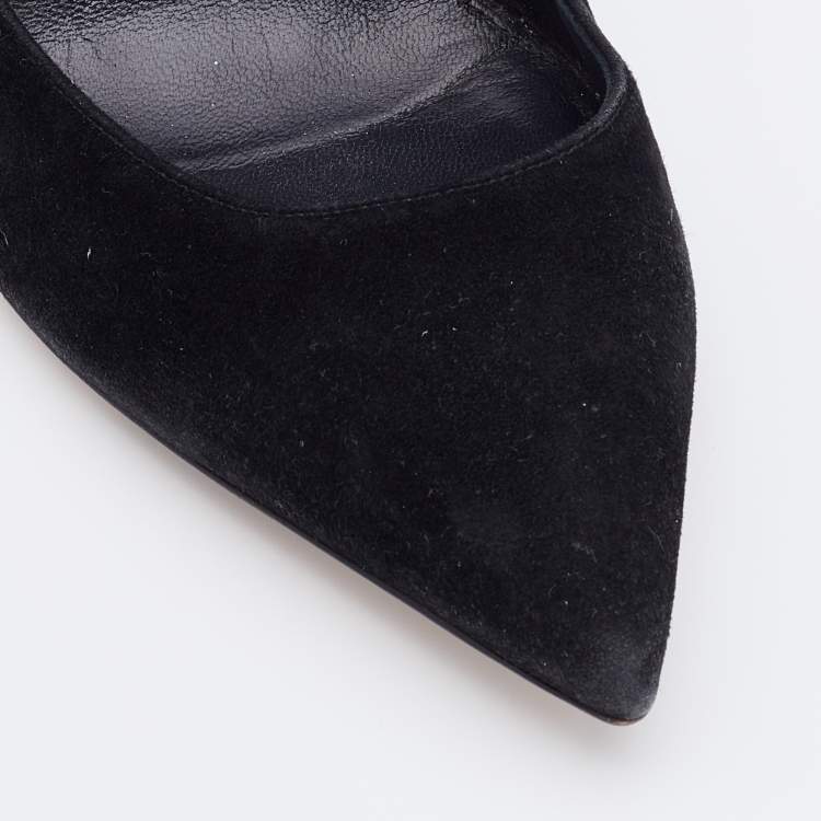 Pre Owned Le Silla Black Suede Crystal Embellished Pumps Size 38.5