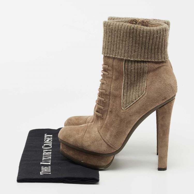 Pre Owned Le Silla Brown Suede Ankle Boots Size 38