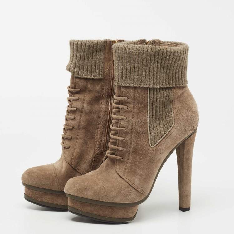 Pre Owned Le Silla Brown Suede Ankle Boots Size 38