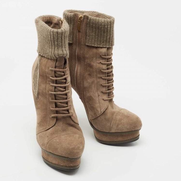 Pre Owned Le Silla Brown Suede Ankle Boots Size 38