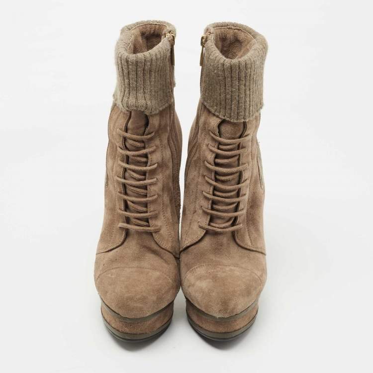 Pre Owned Le Silla Brown Suede Ankle Boots Size 38