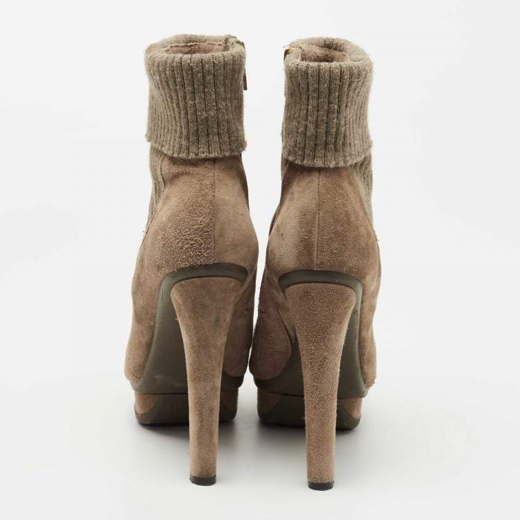 Pre Owned Le Silla Brown Suede Ankle Boots Size 38