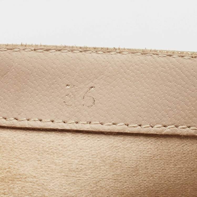 Pre Owned Le Silla Metallic Gold Leather Crystal Embellishments Espadrilles Flats Size 36