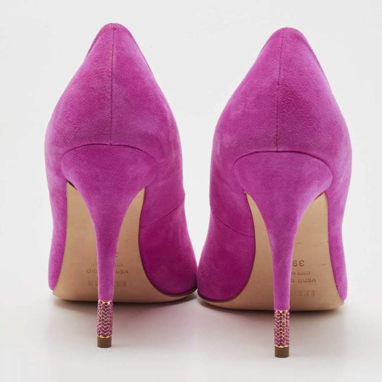Pre Owned Le Silla Pink Suede Pointed Toe Pumps Size 39.5