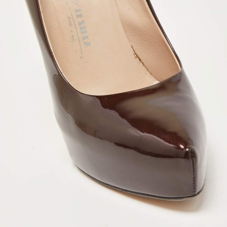 Pre Owned Le Silla Brown Patent Leather Pumps Size 38