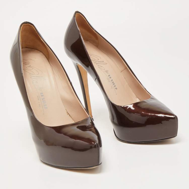Pre Owned Le Silla Brown Patent Leather Pumps Size 38
