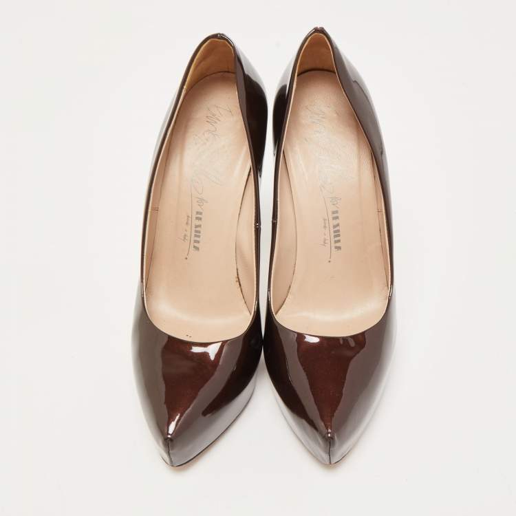 Pre Owned Le Silla Brown Patent Leather Pumps Size 38