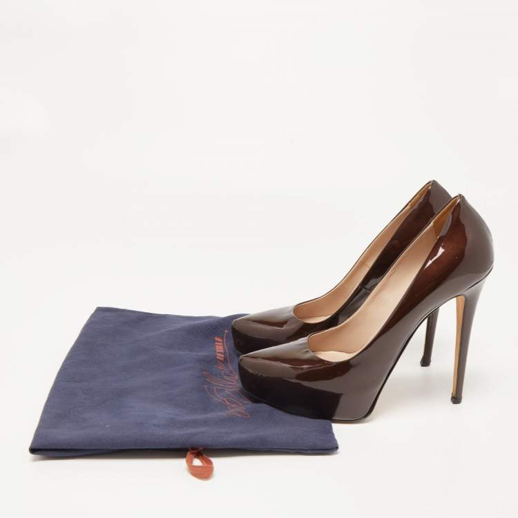 Pre Owned Le Silla Brown Patent Leather Pumps Size 38