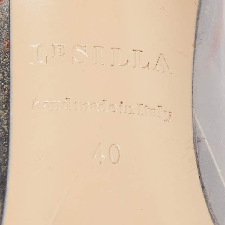Pre Owned Le Silla Black Crystal Embellished Leather and PVC Pointed Toe Pumps Size 40