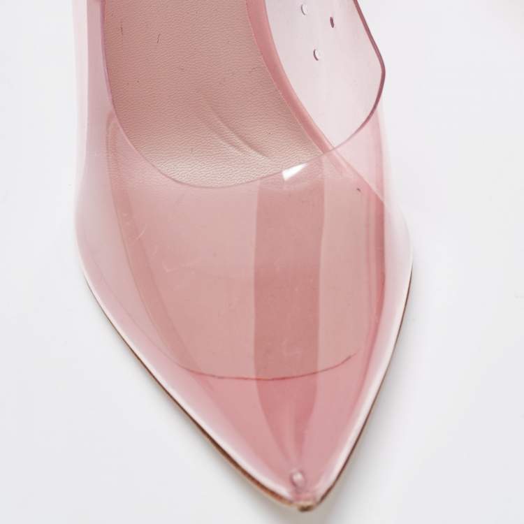 Pre Owned Le Silla Pink/Clear PVC and Leather Petalo Pumps Size 39.5