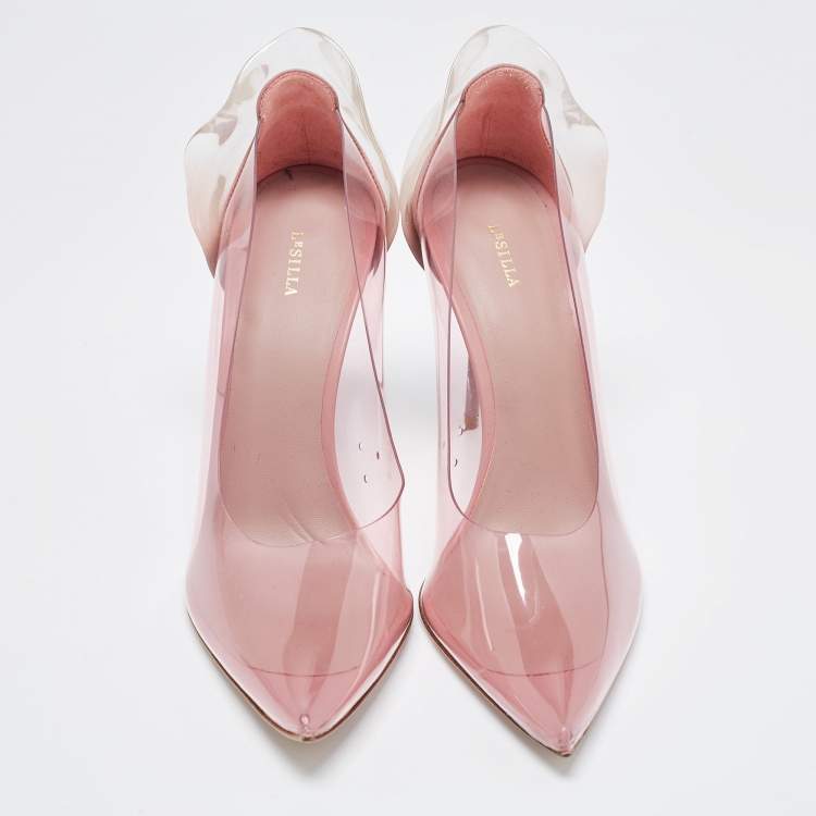 Pre Owned Le Silla Pink/Clear PVC and Leather Petalo Pumps Size 39.5