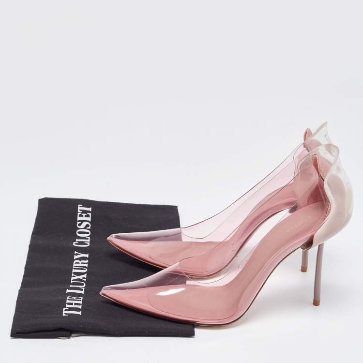 Pre Owned Le Silla Pink/Clear PVC and Leather Petalo Pumps Size 39.5