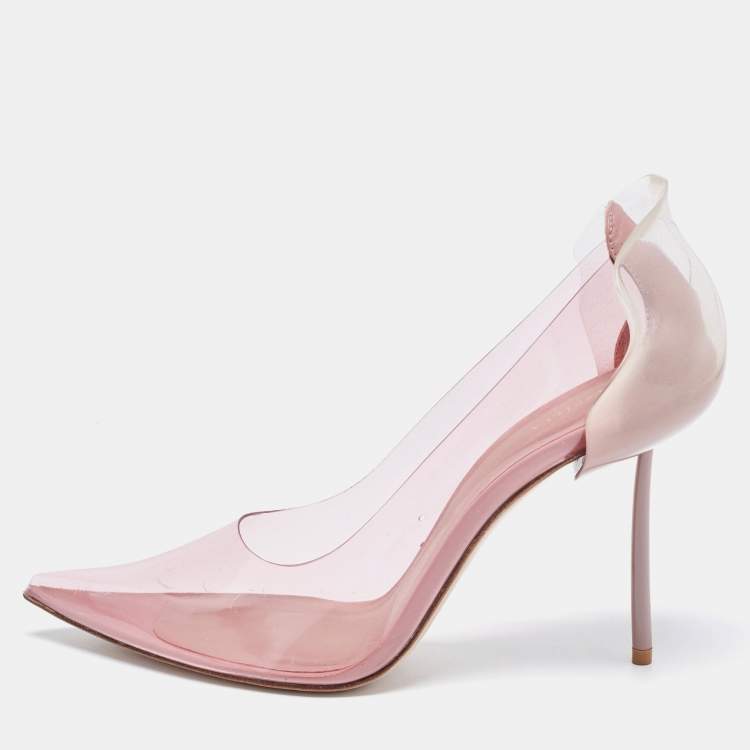 Pre Owned Le Silla Pink/Clear PVC and Leather Petalo Pumps Size 39.5