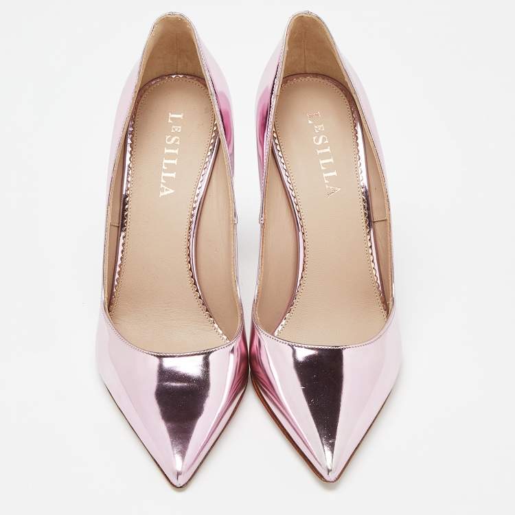 Pre Owned Le Silla Rose Pink Mirror Leather Fergie Iris Pumps Sizes 37.5