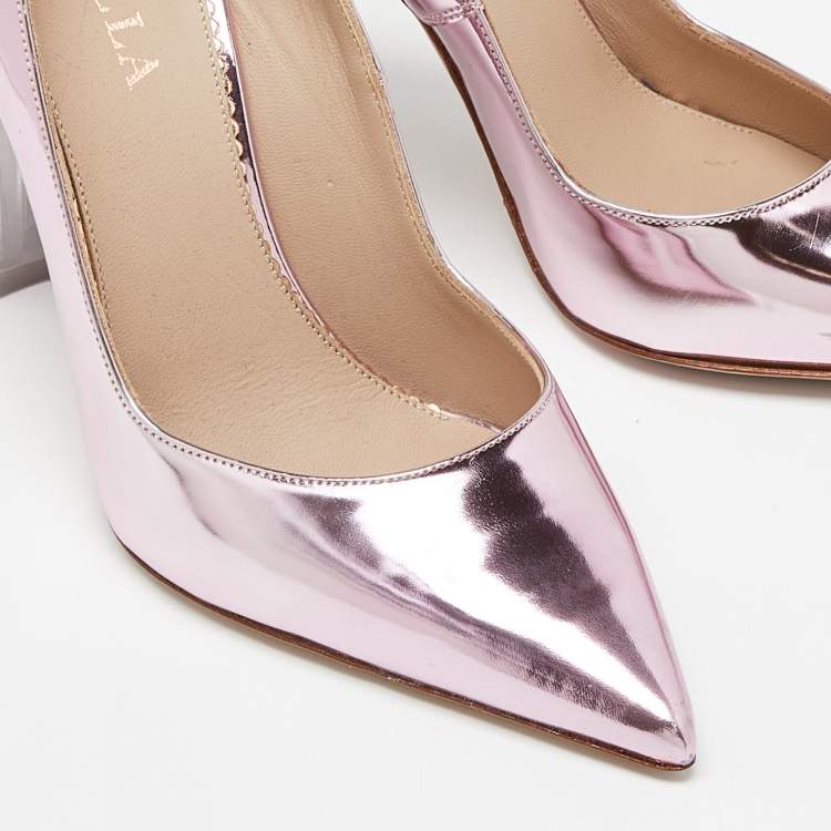 Pre Owned Le Silla Rose Pink Mirror Leather Fergie Iris Pumps Sizes 37.5