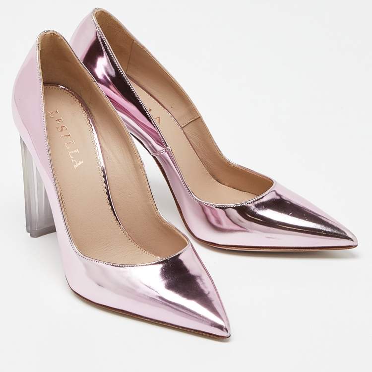 Pre Owned Le Silla Rose Pink Mirror Leather Fergie Iris Pumps Sizes 37.5