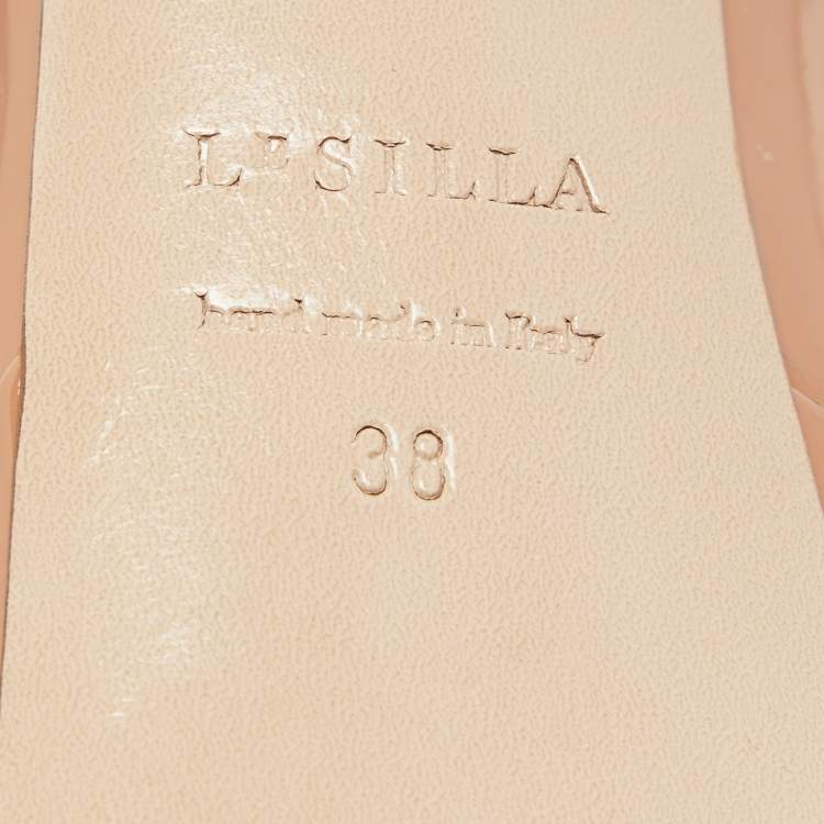 Pre Owned Le Silla Beige Patent Leather Uma Platform Pumps Size 38